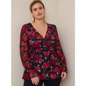 Torrid Rose Babydoll Long Sleeve Top - Size 3X